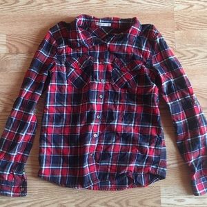 Juniors' Red and Blue Button Up Flannel SP